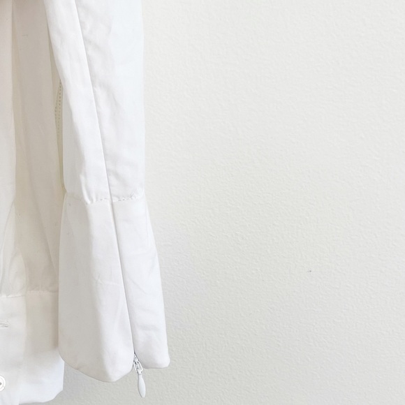 SANDRO white long sleeve cut out crochet blouse mock neck scallop floral keyhole - Picture 8 of 9